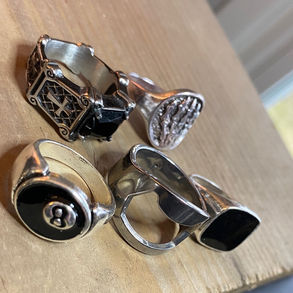 Gothic Silver Statement Rings Set